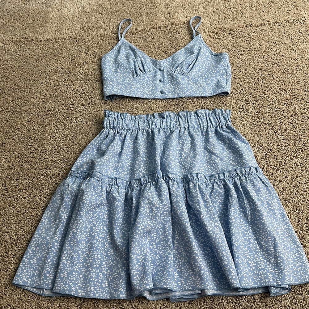 Shein blue skirt and tank top set size S